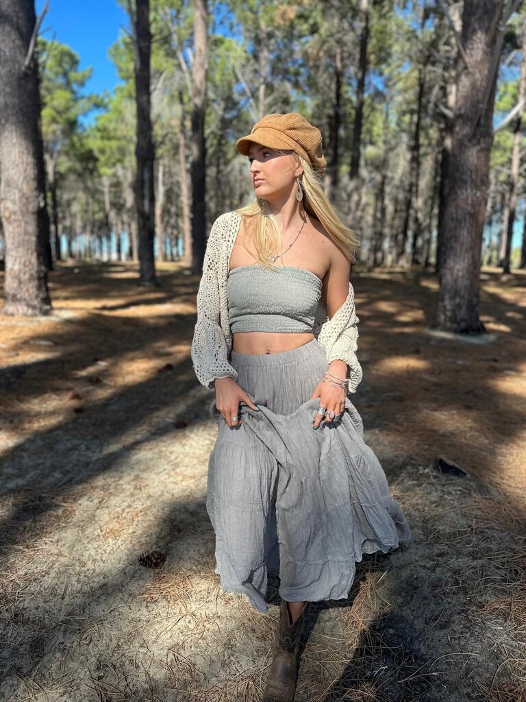 Moon Flower The Label NORA CHARCOAL MAXI SKIRT