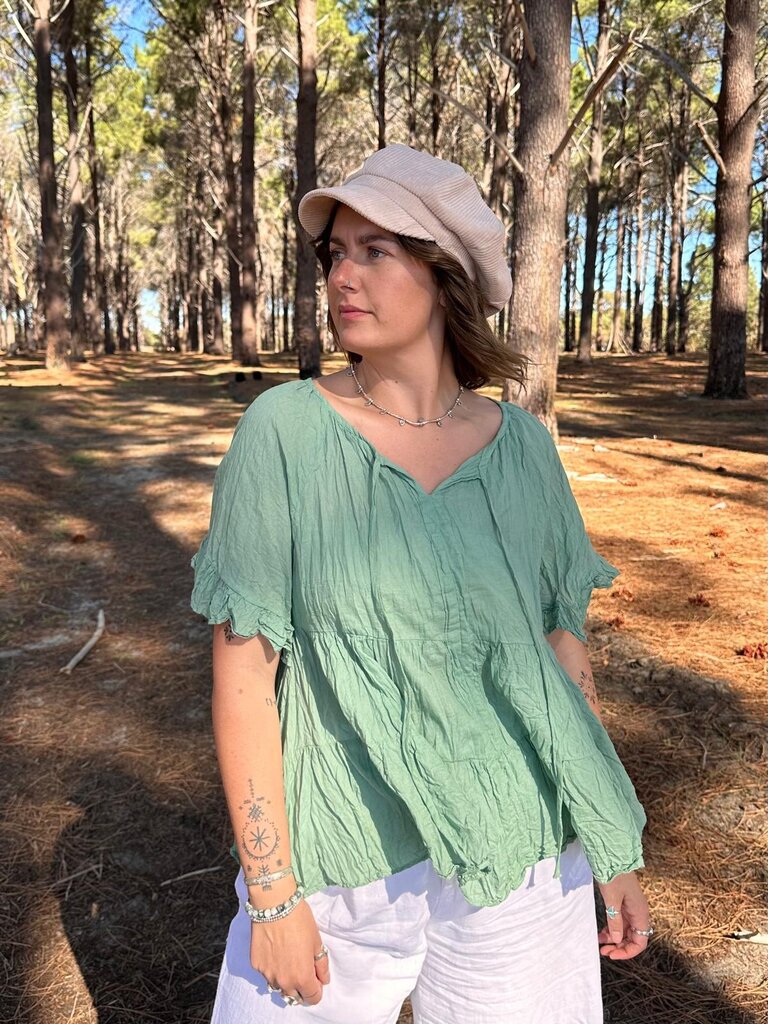 Moon Flower The Label EDEN SAGE GREEN TOP