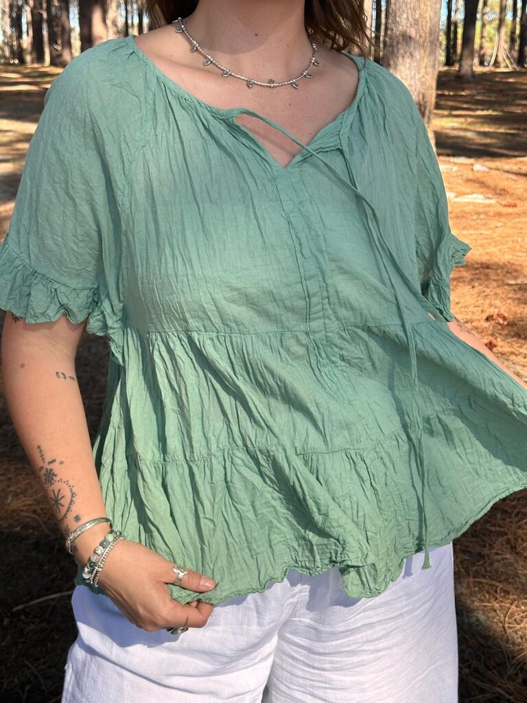 Moon Flower The Label EDEN SAGE GREEN TOP
