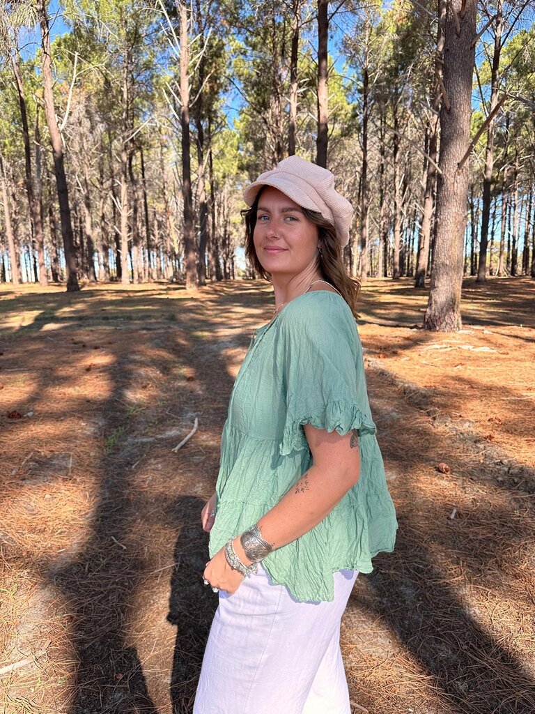Moon Flower The Label EDEN SAGE GREEN TOP