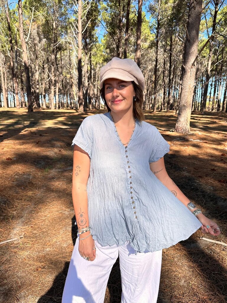 Moon Flower The Label EMMA ICE BLUE TOP