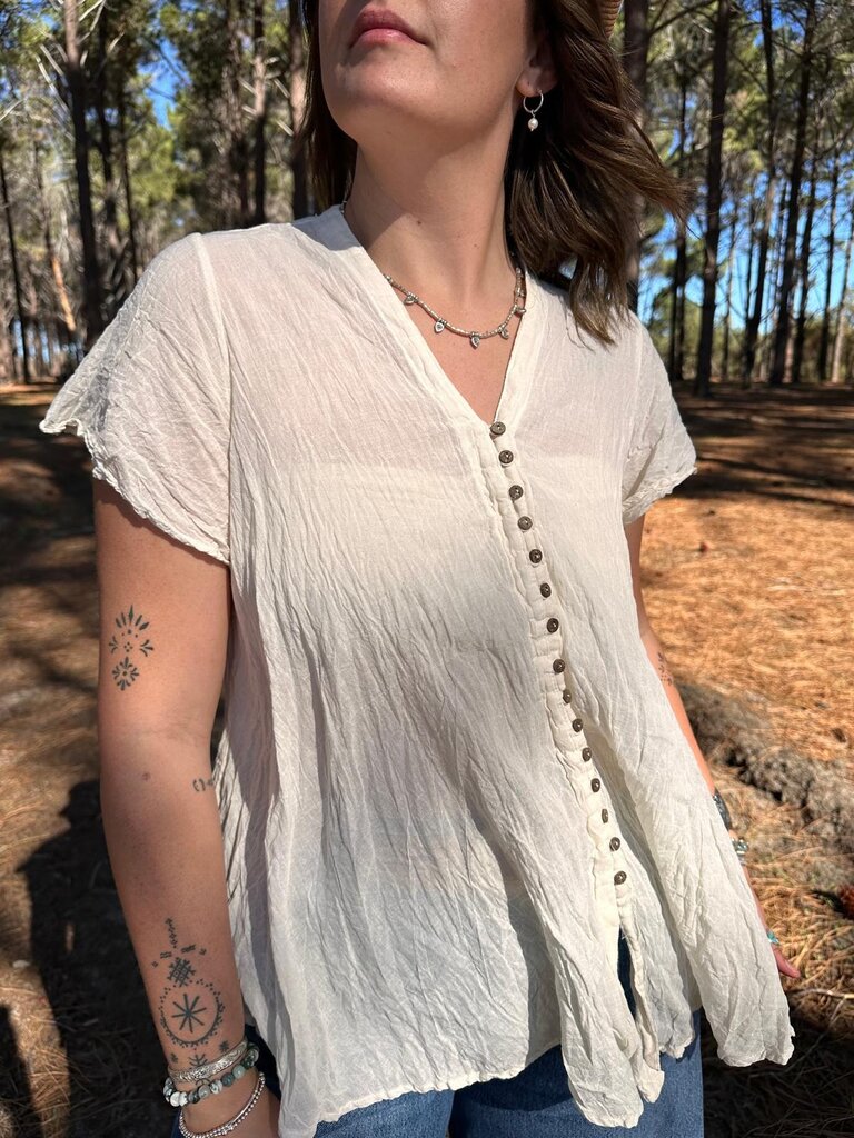 Moon Flower The Label EMMA VINTAGE CREAM TOP