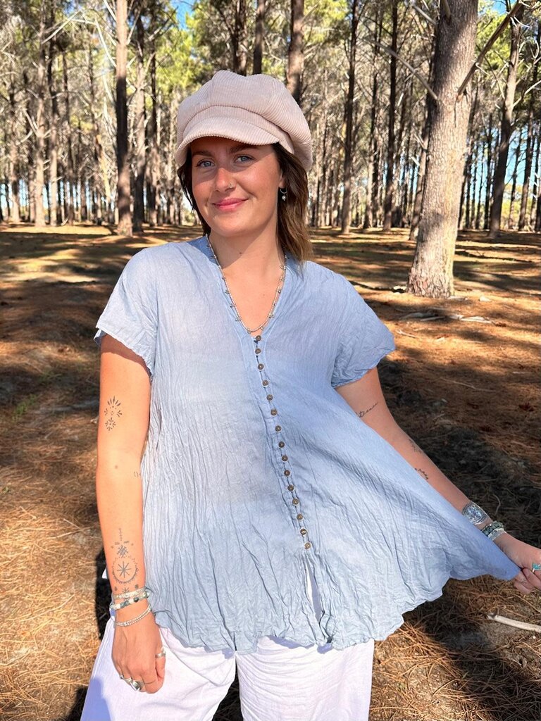 Moon Flower The Label EMMA ICE BLUE TOP