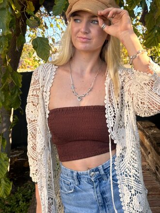 Naked Gypsy DYLAN VINTAGE CREAM CARDIGAN Naked Gypsy DYLAN VINTAGE CREAM CARDIGAN