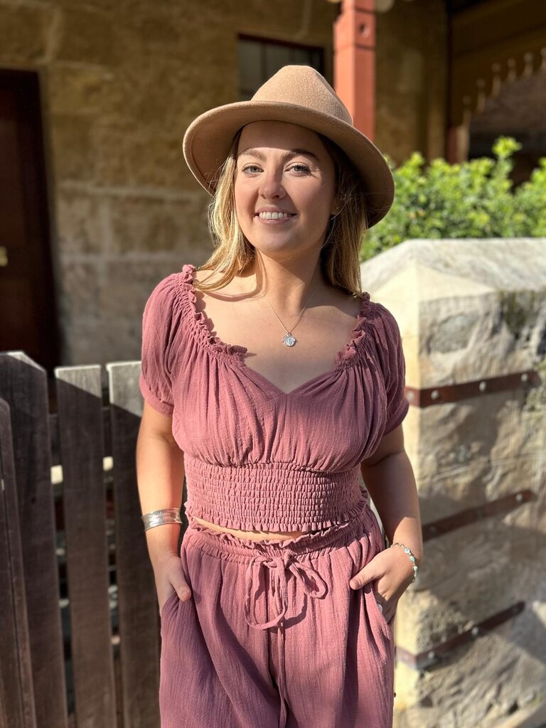 Honey & Stone Co EVE DUSTY PINK CROP