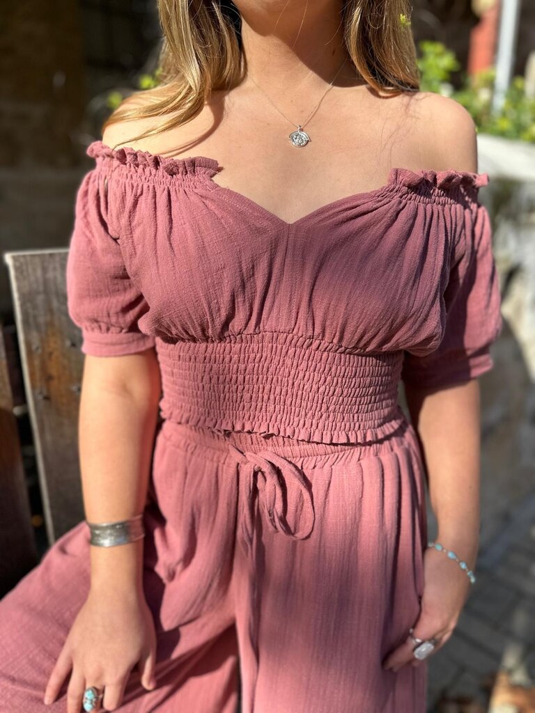 Honey & Stone Co EVE DUSTY PINK CROP