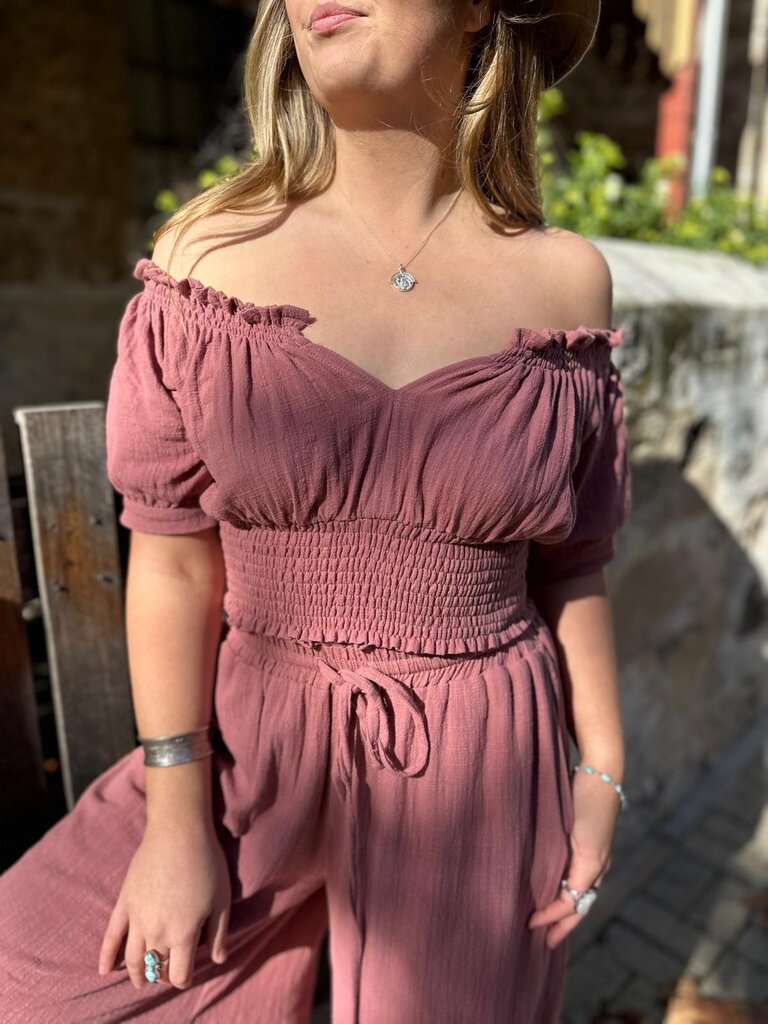 Honey & Stone Co EVE DUSTY PINK CROP