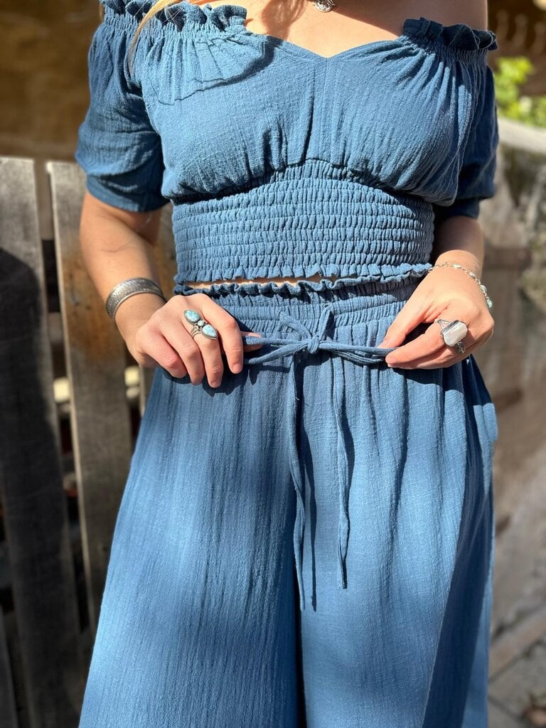 Moon Flower The Label ADA TEAL PANTS