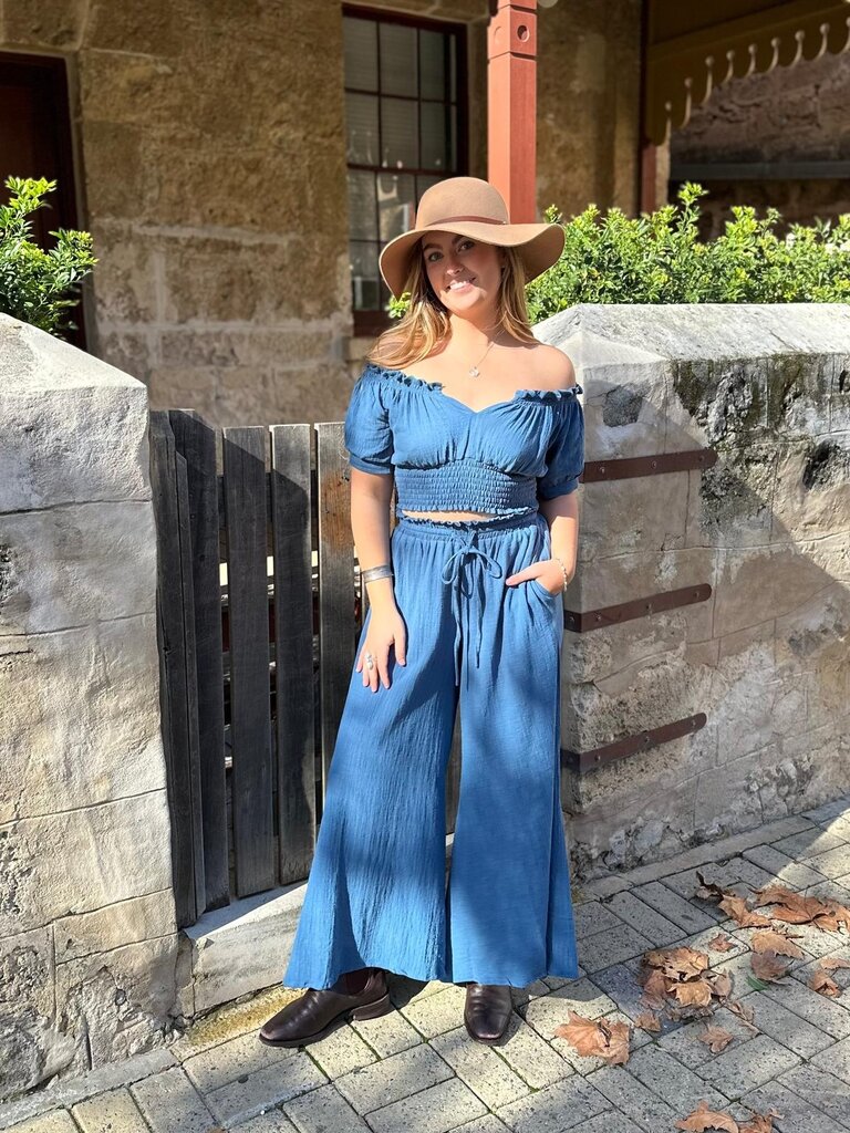 Moon Flower The Label ADA TEAL PANTS