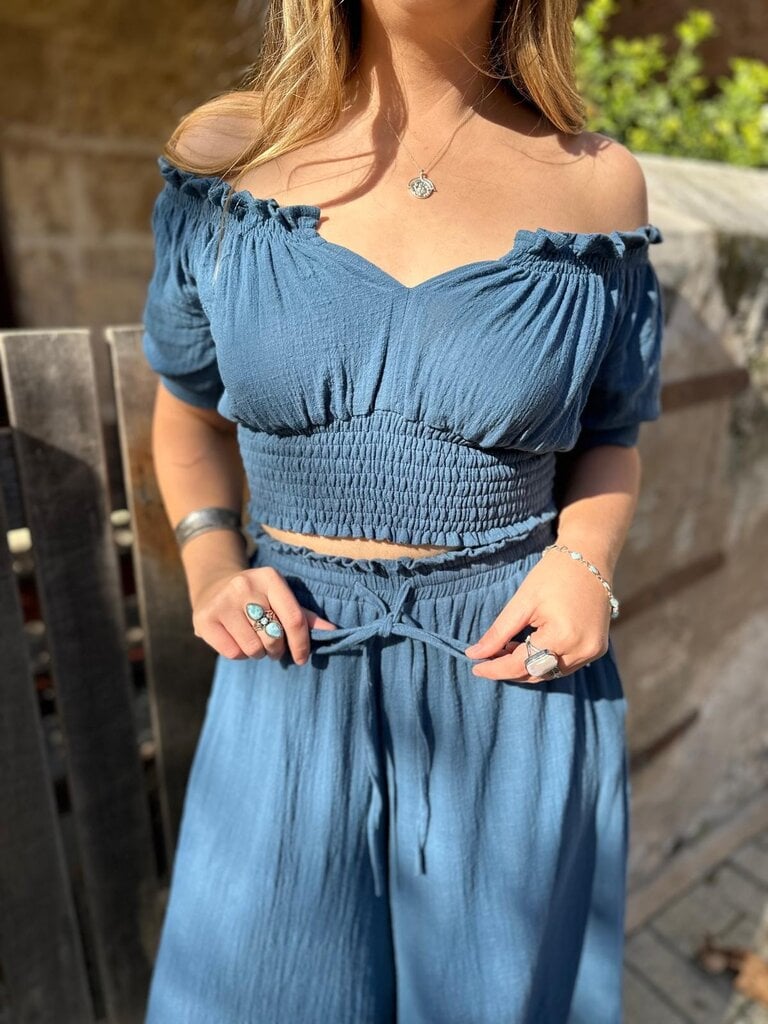 Moon Flower The Label ADA TEAL PANTS