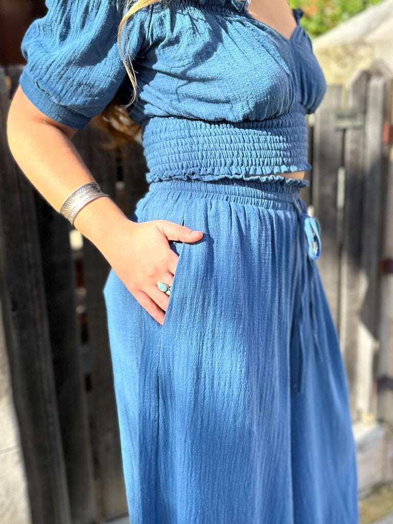 Moon Flower The Label ADA TEAL PANTS