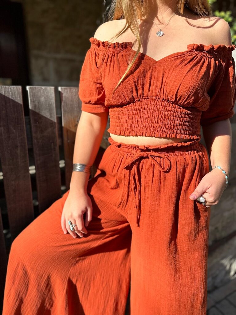 Moon Flower The Label ADA TERRACOTTA PANTS