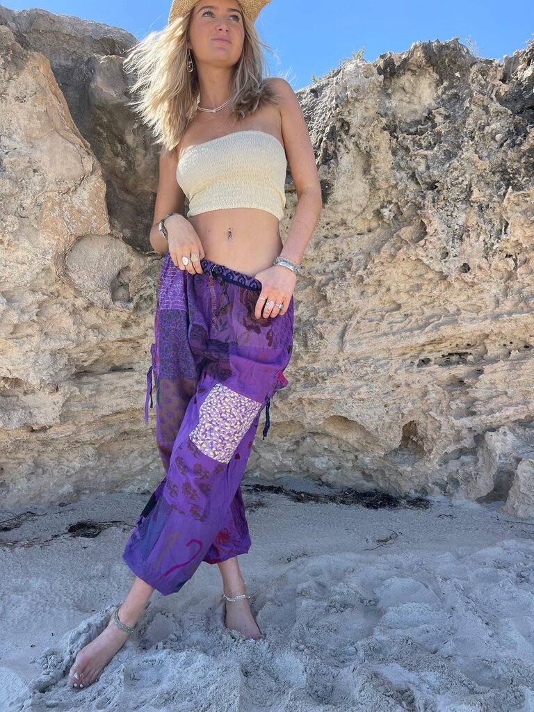 Naked Gypsy PIXI PATCHWORK PURPLE PANTS