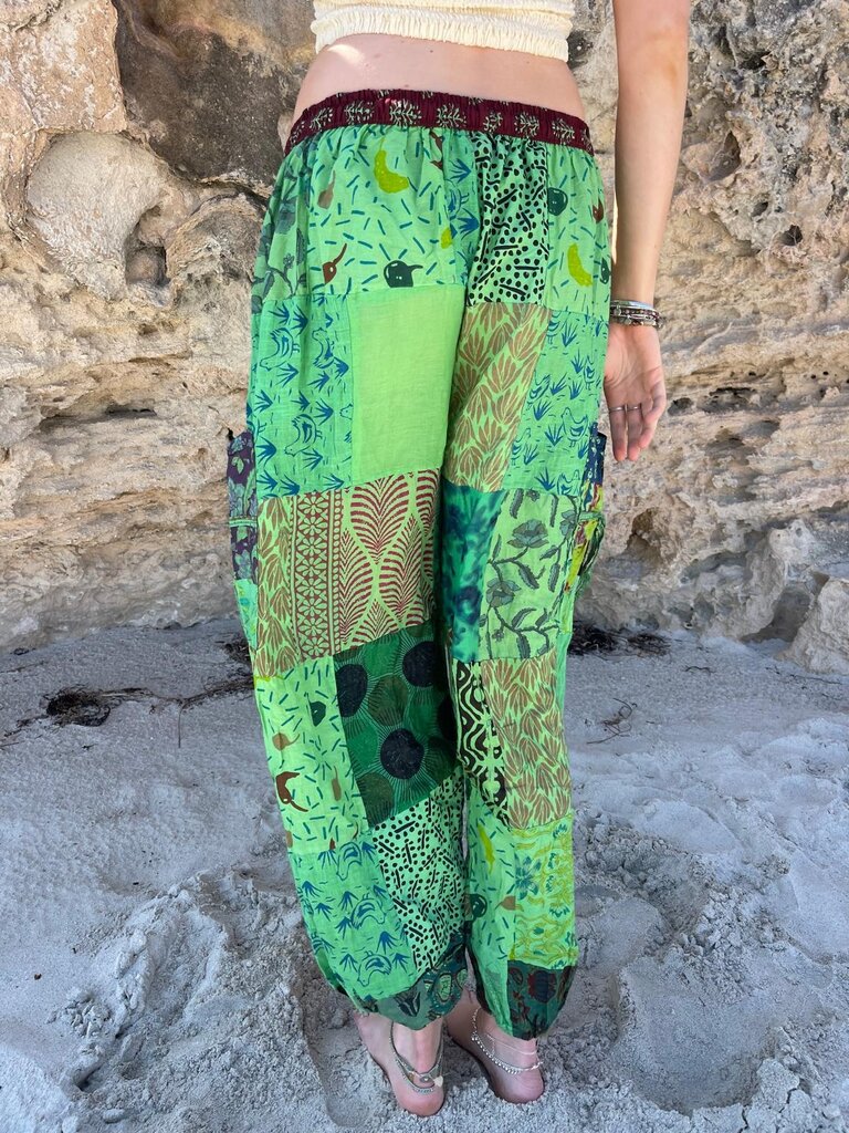 Naked Gypsy PIXI PATCHWORK GREEN PANTS