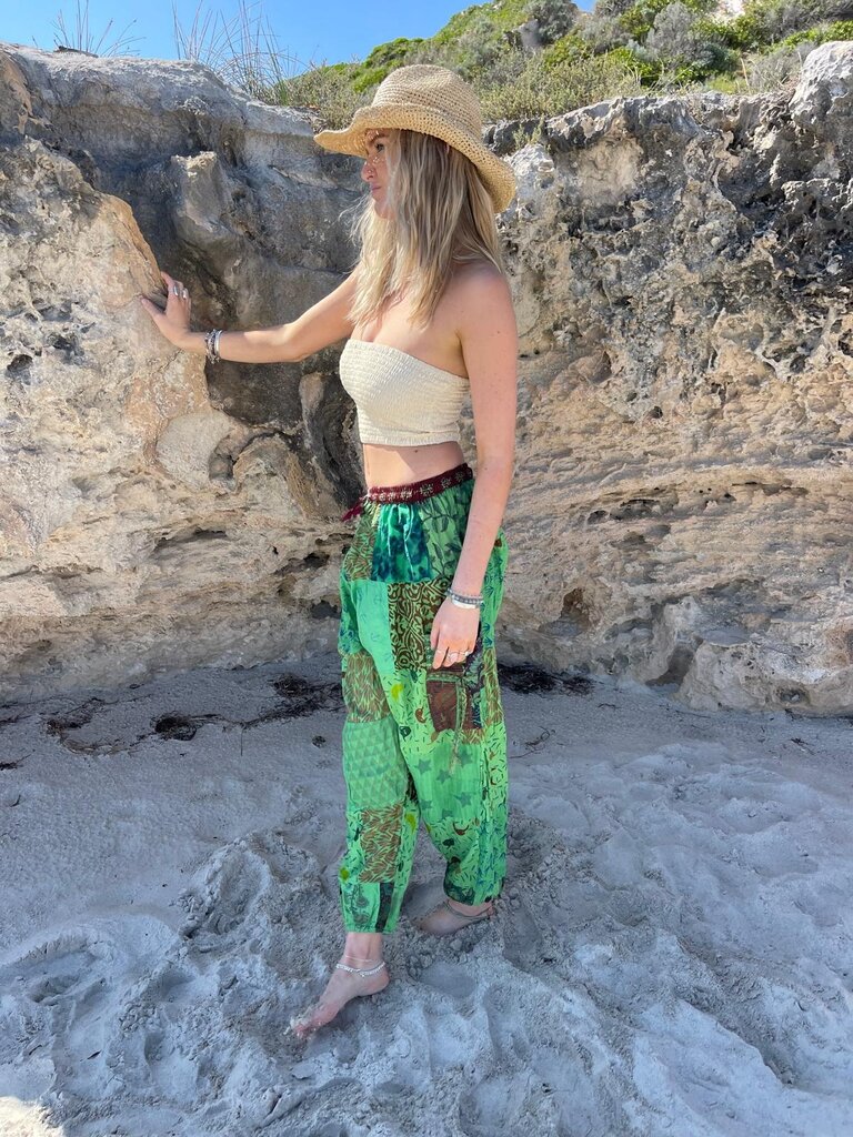 Naked Gypsy PIXI PATCHWORK GREEN PANTS
