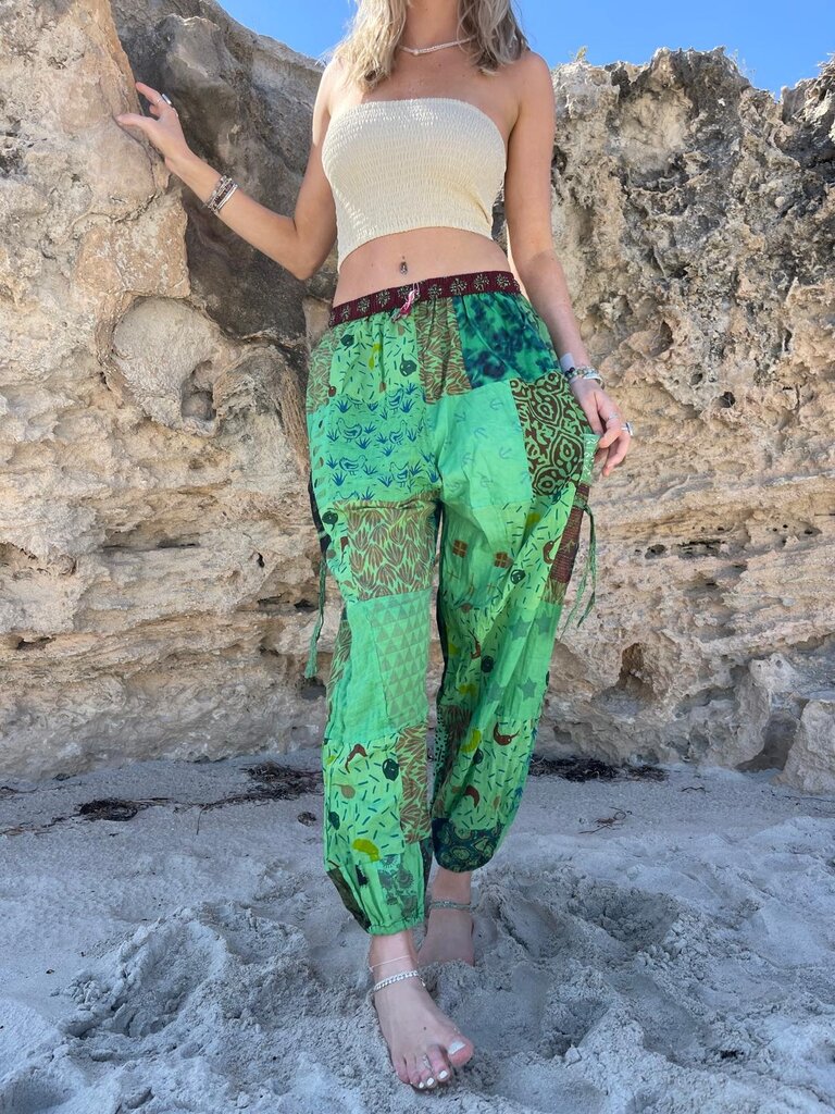 Naked Gypsy PIXI PATCHWORK GREEN PANTS