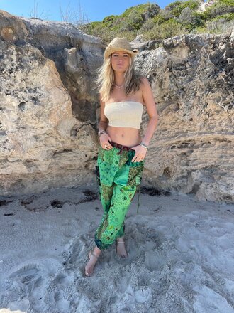 Naked Gypsy PIXI PATCHWORK GREEN PANTS Naked Gypsy PIXI PATCHWORK GREEN PANTS