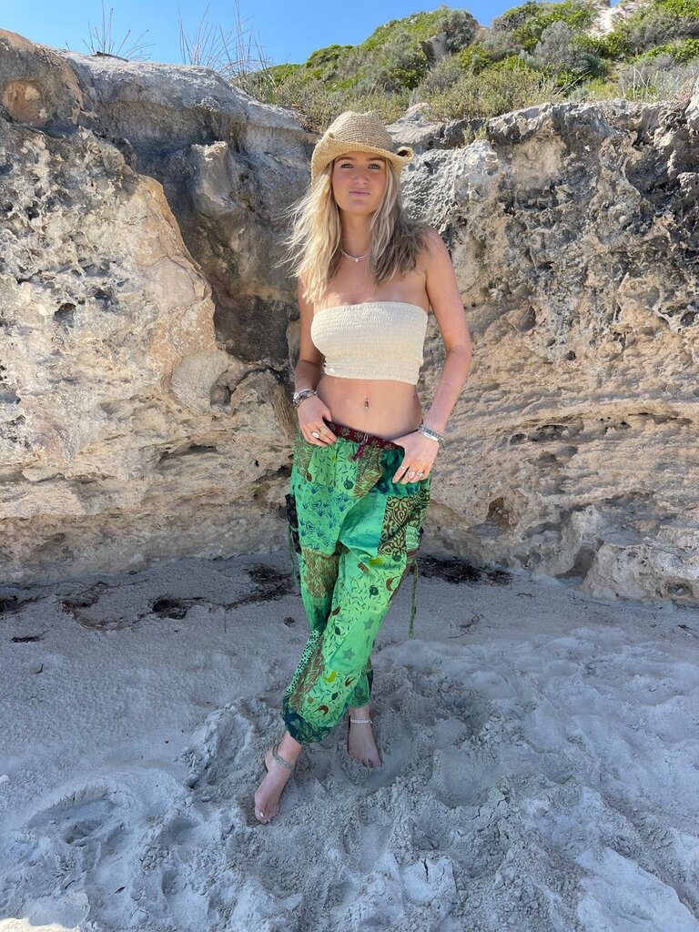 Naked Gypsy PIXI PATCHWORK GREEN PANTS