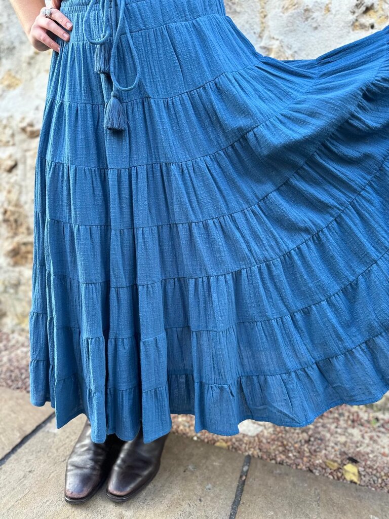 Honey & Stone Co CASSIE TEAL MAXI SKIRT