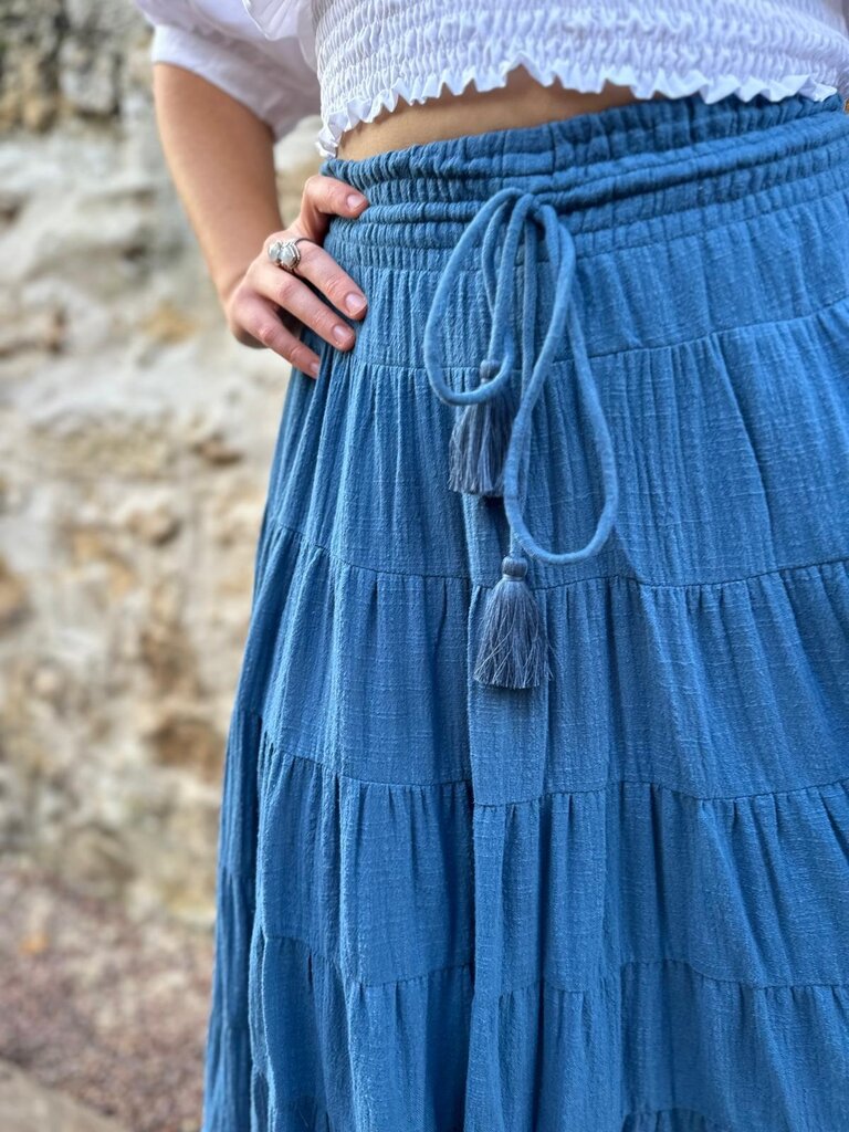 Honey & Stone Co CASSIE TEAL MAXI SKIRT
