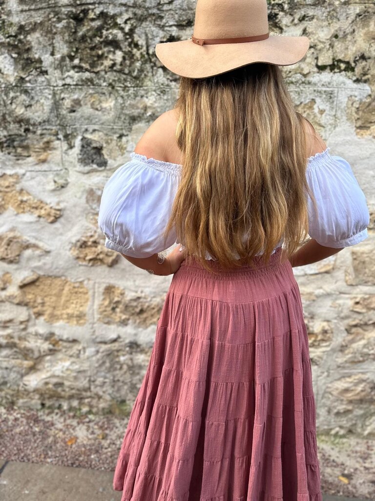 Honey & Stone Co CASSIE DUSTY PINK MAXI SKIRT
