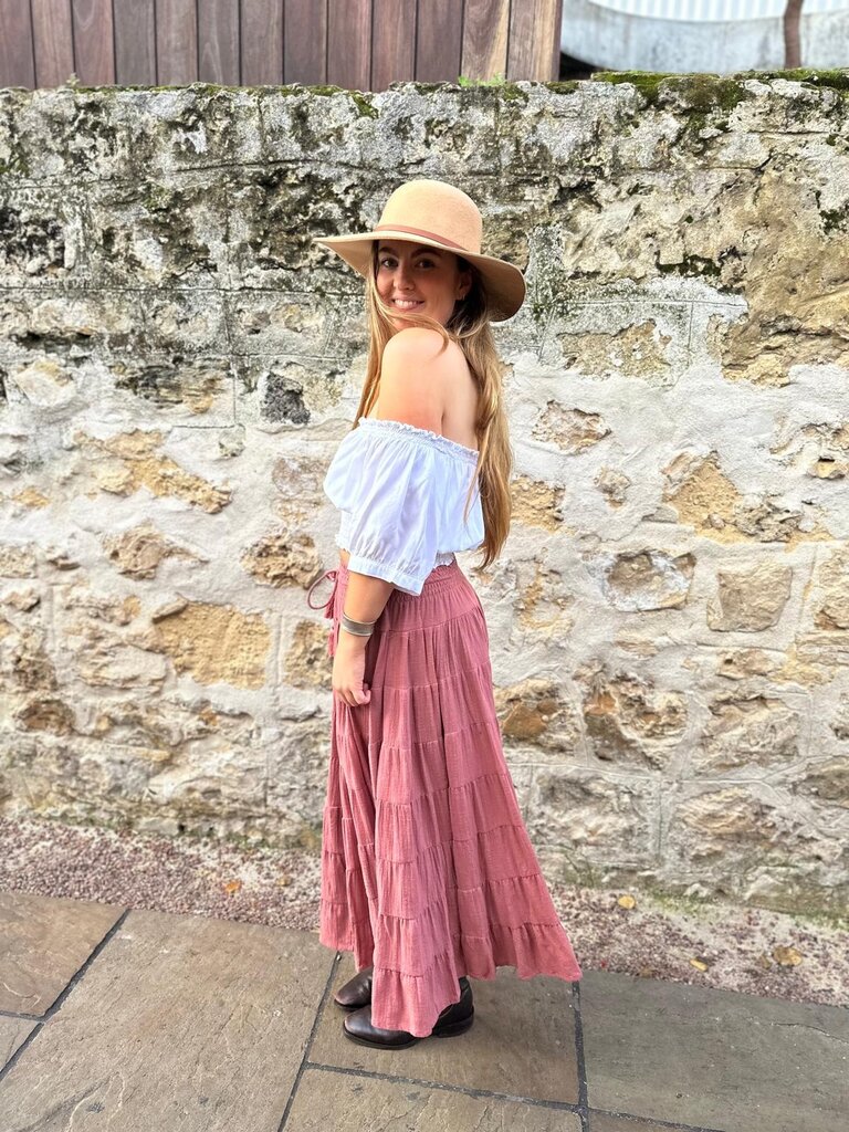 Honey & Stone Co CASSIE DUSTY PINK MAXI SKIRT