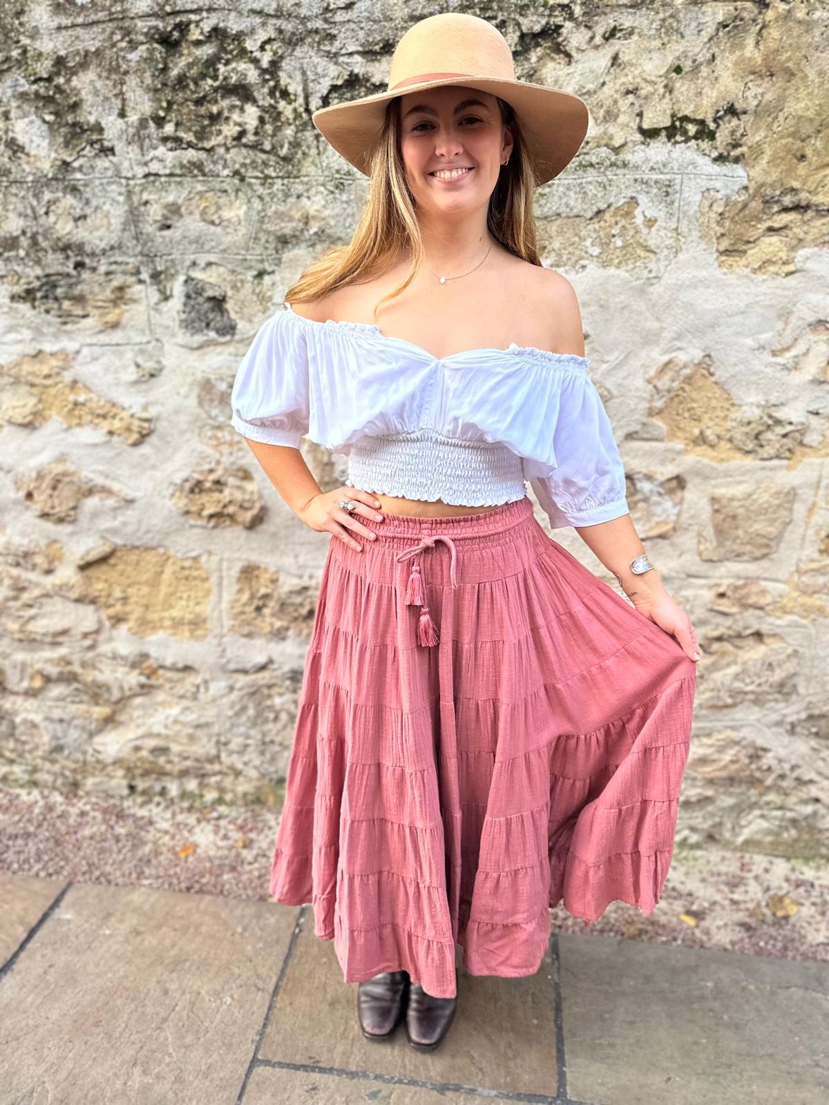 SKIRT HS292C023 CASSIE MAXI DUSTY PINK Naked Gypsy