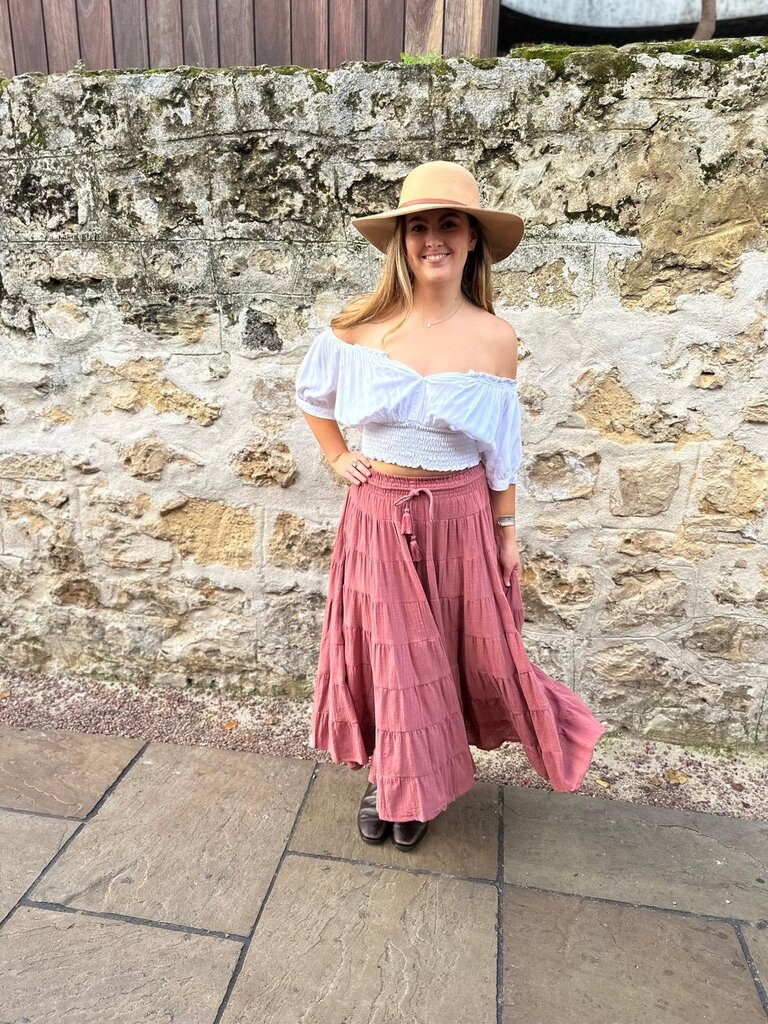 Honey & Stone Co CASSIE DUSTY PINK MAXI SKIRT