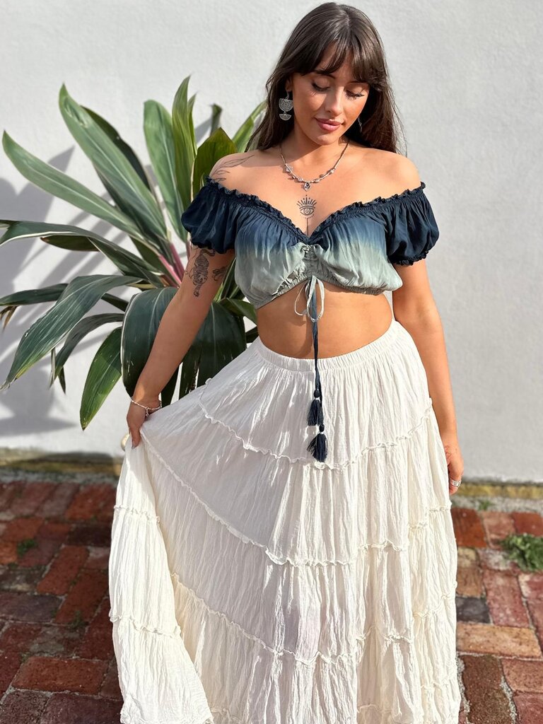Naked Gypsy ANNIE TIE DYED NAVY ANTIQUE CROP