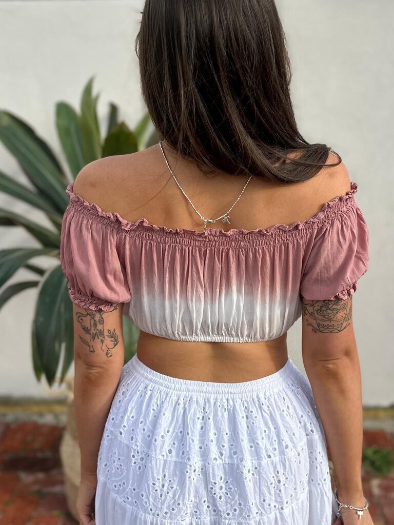 Naked Gypsy ANNIE TIE DYED LIGHT ROSE CROP