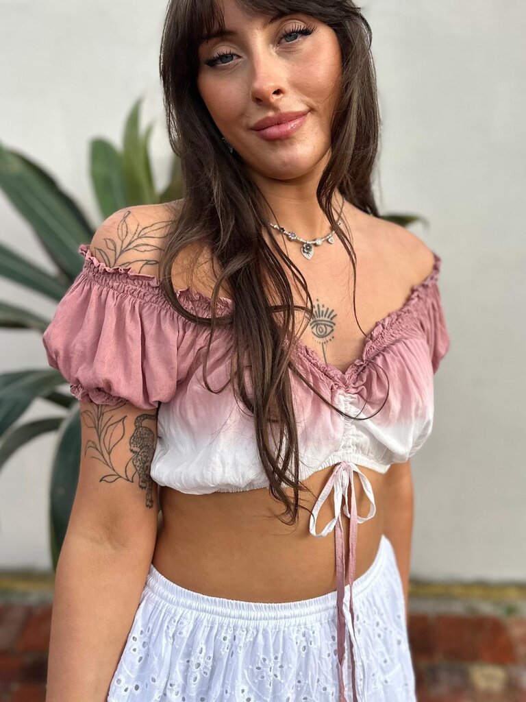 Naked Gypsy ANNIE TIE DYED LIGHT ROSE CROP