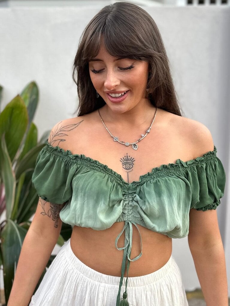 Naked Gypsy ANNIE TIE DYED FRESH GREEN CROP