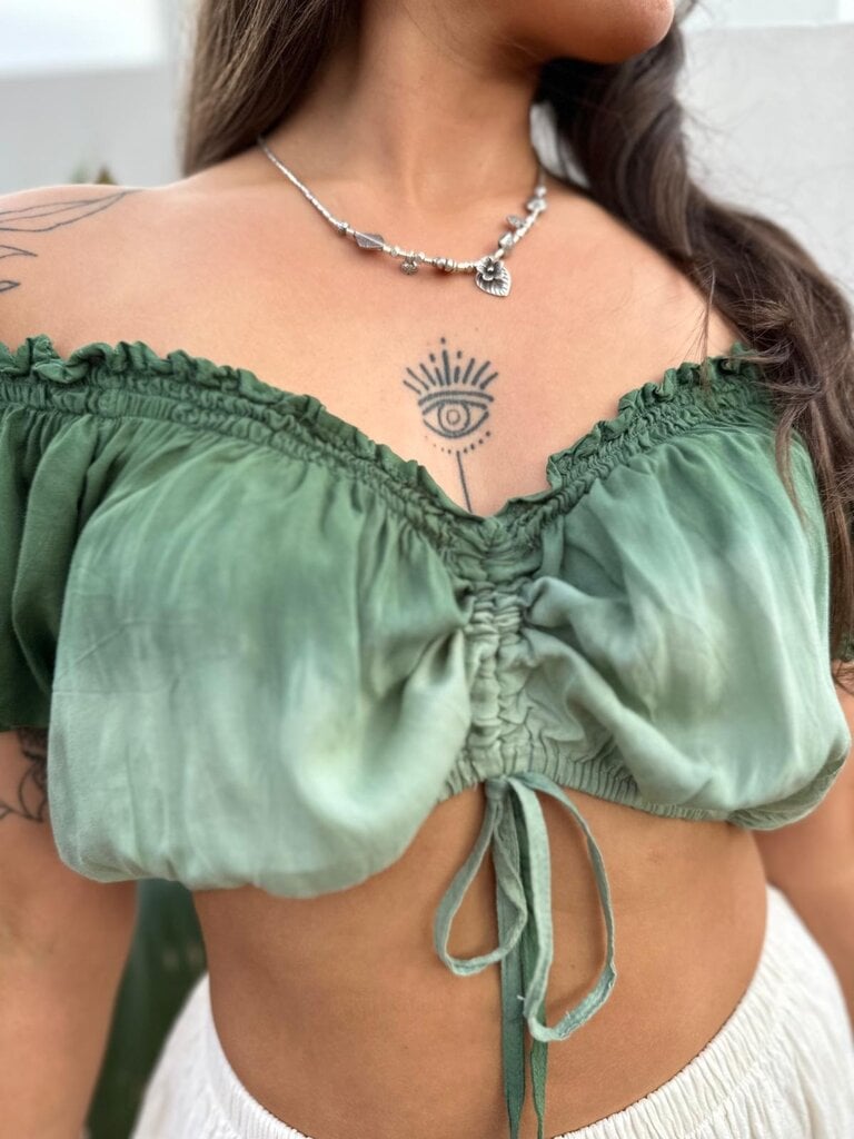 Naked Gypsy ANNIE TIE DYED FRESH GREEN CROP