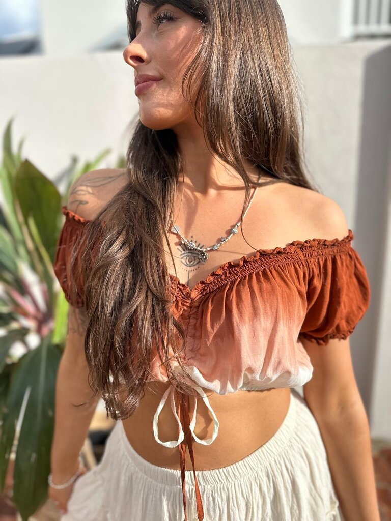 Naked Gypsy ANNIE TIE DYED COFFEE CROP