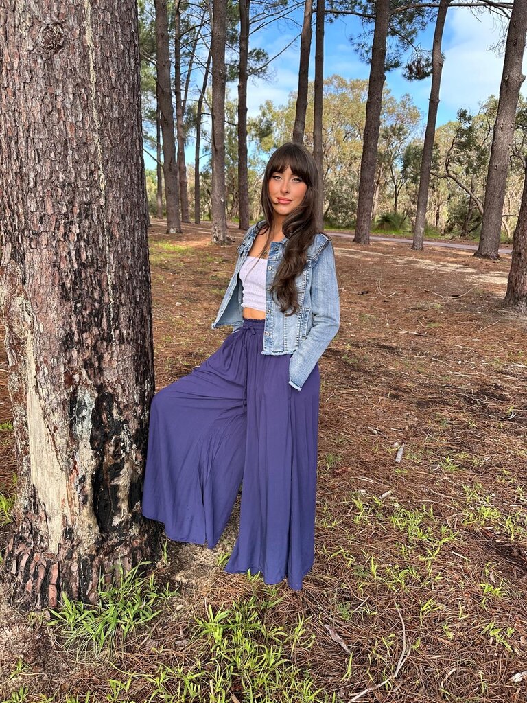Naked Gypsy TIA WIDE LEG NAVY PANTS