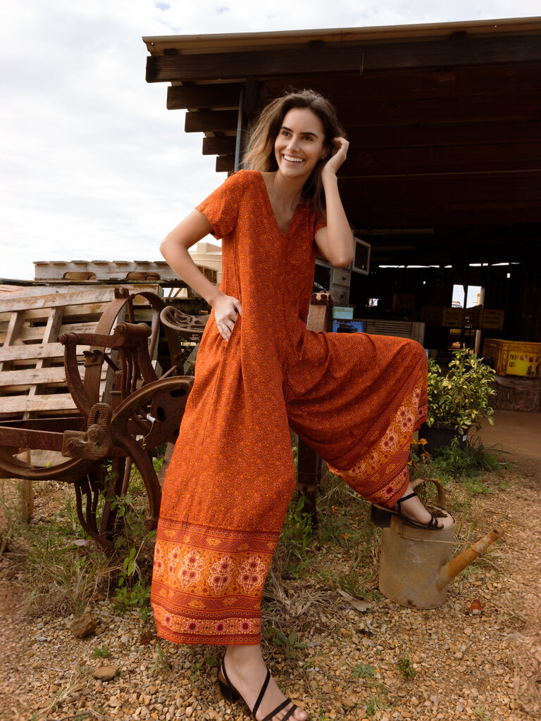 Honey & Stone Co HARLOW PUMPKIN SPICE JUMPSUIT
