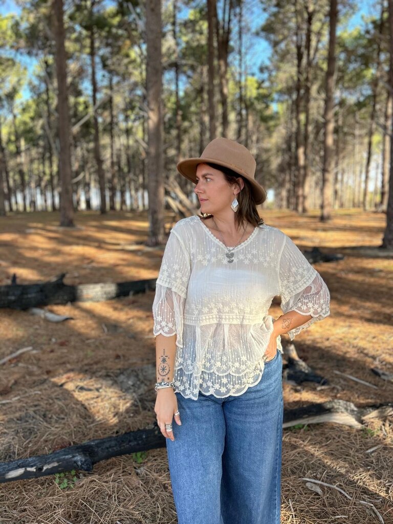 Naked Gypsy VERA VINTAGE CREAM TOP