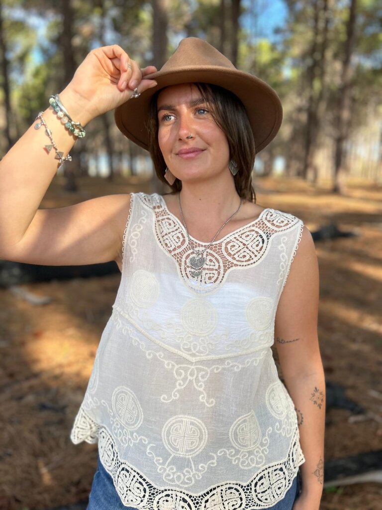 Naked Gypsy CARLI VINTAGE CREAM TOP