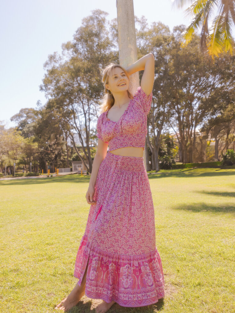 Honey & Stone Co NAOMI SWEET PEA MAXI SKIRT