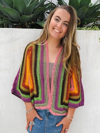Moon Flower The Label RAINBOW PURPLE CROCHET CARDIGAN Moon Flower The Label RAINBOW PURPLE CROCHET CARDIGAN