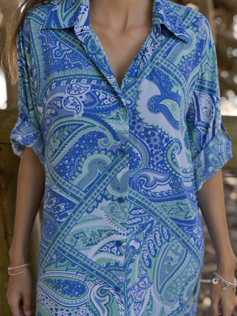 Honey & Stone Co RETREAT CASCADE MIDI SHIRT DRESS