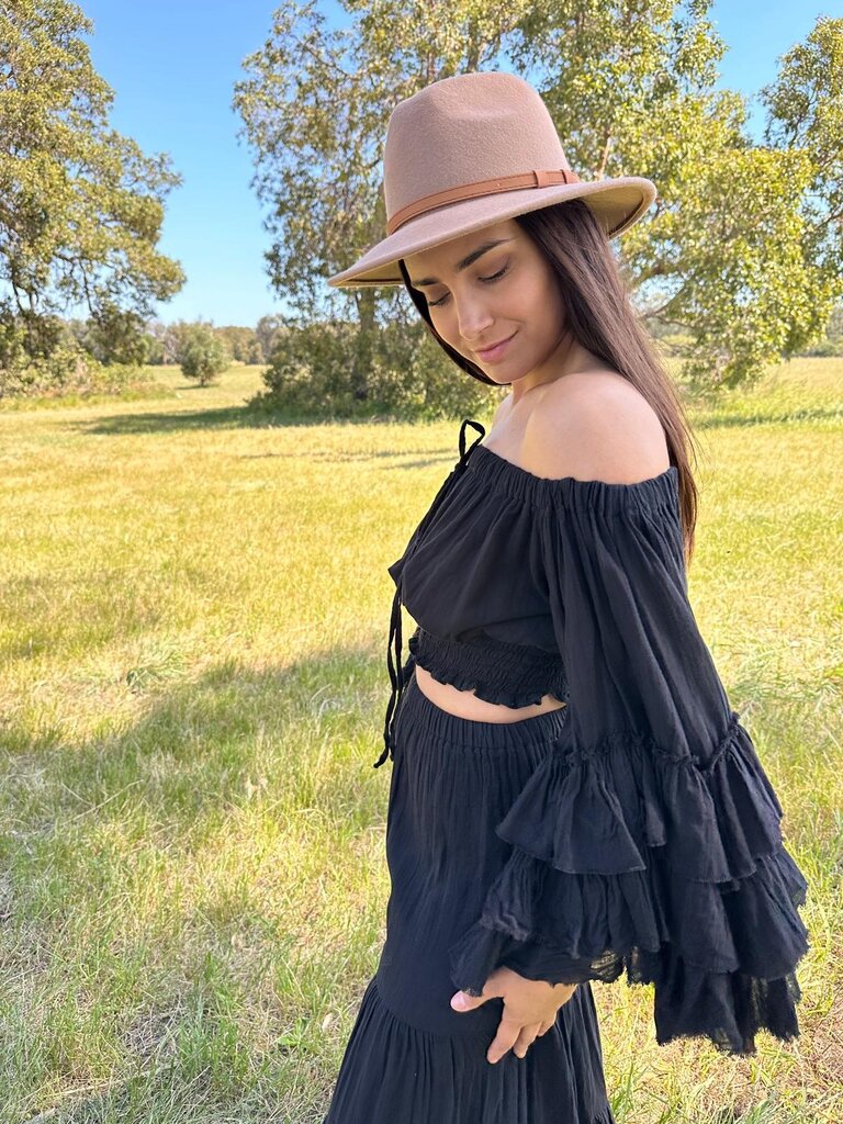 Moon Flower The Label RUBY BLACK TOP