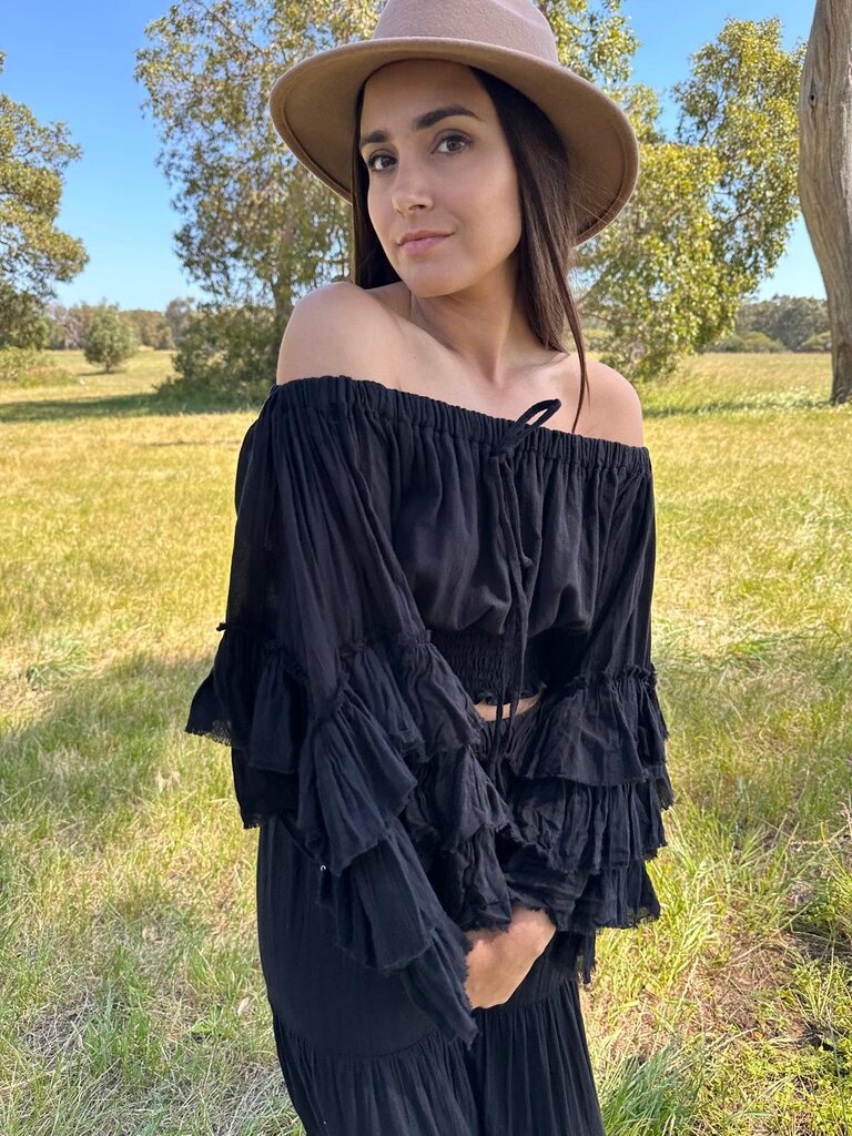 Moon Flower The Label RUBY BLACK TOP