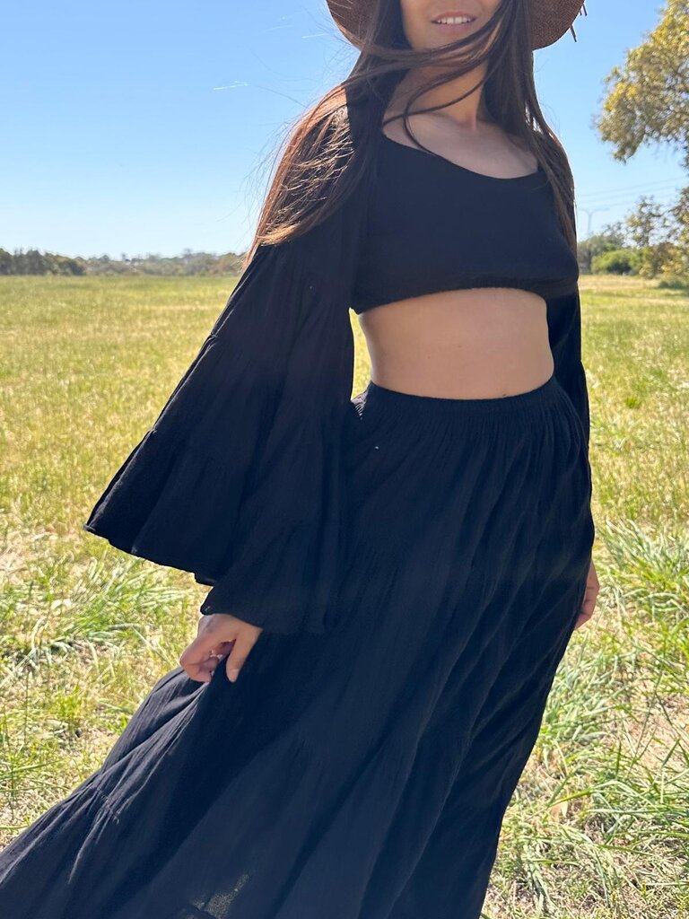 Moon Flower The Label RANI BLACK MAXI SKIRT