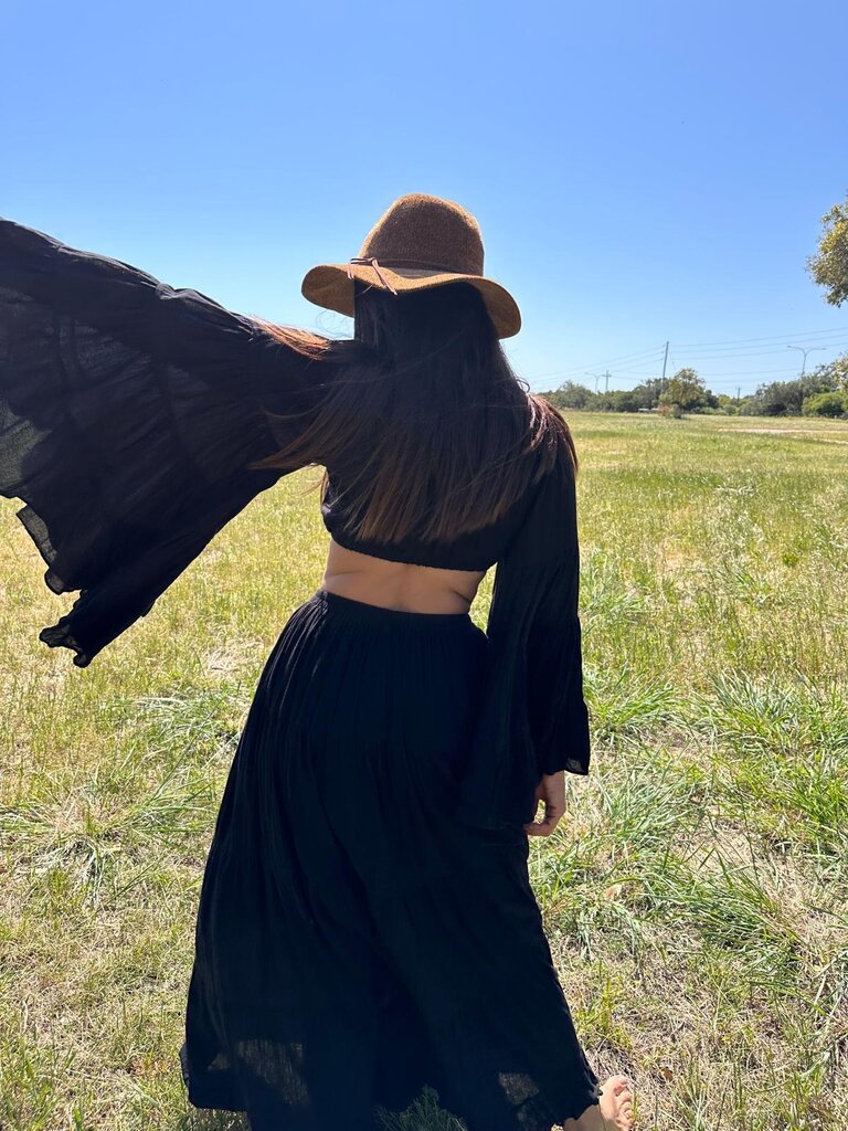 Moon Flower The Label RANI BLACK MAXI SKIRT