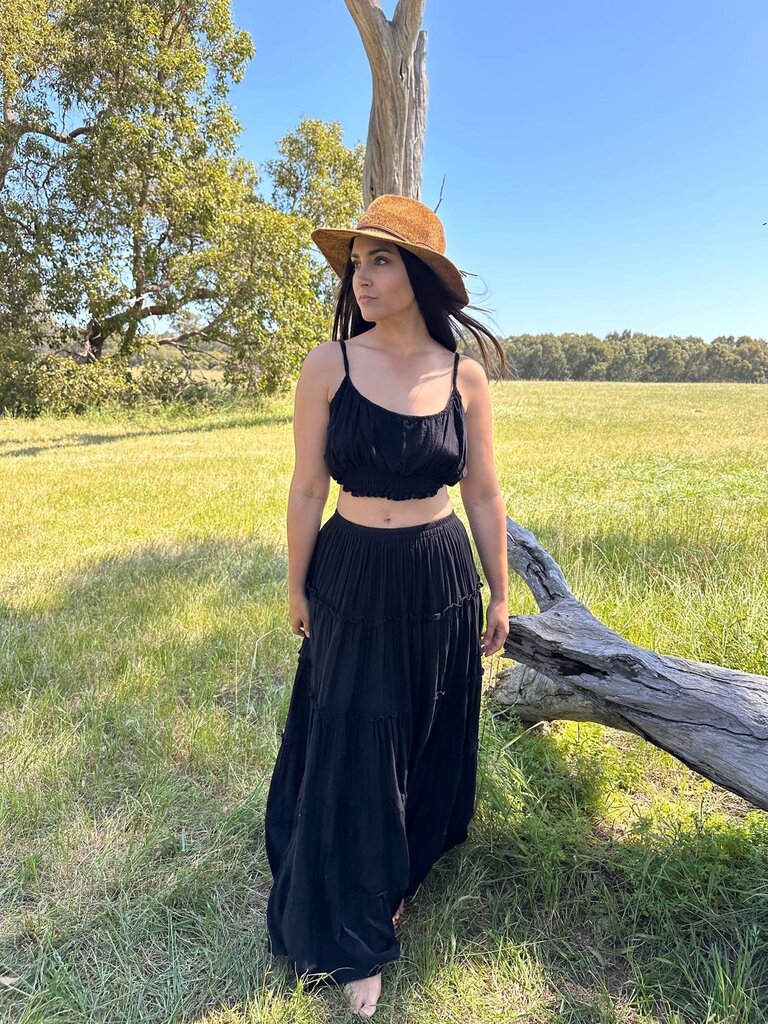Moon Flower The Label RAYA BLACK MAXI SKIRT