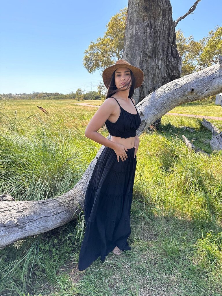 Moon Flower The Label RAYA BLACK MAXI SKIRT