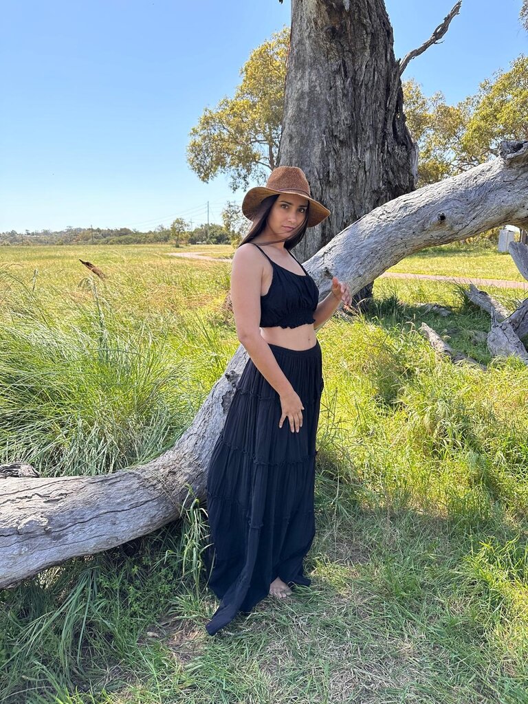 Moon Flower The Label RAYA BLACK MAXI SKIRT