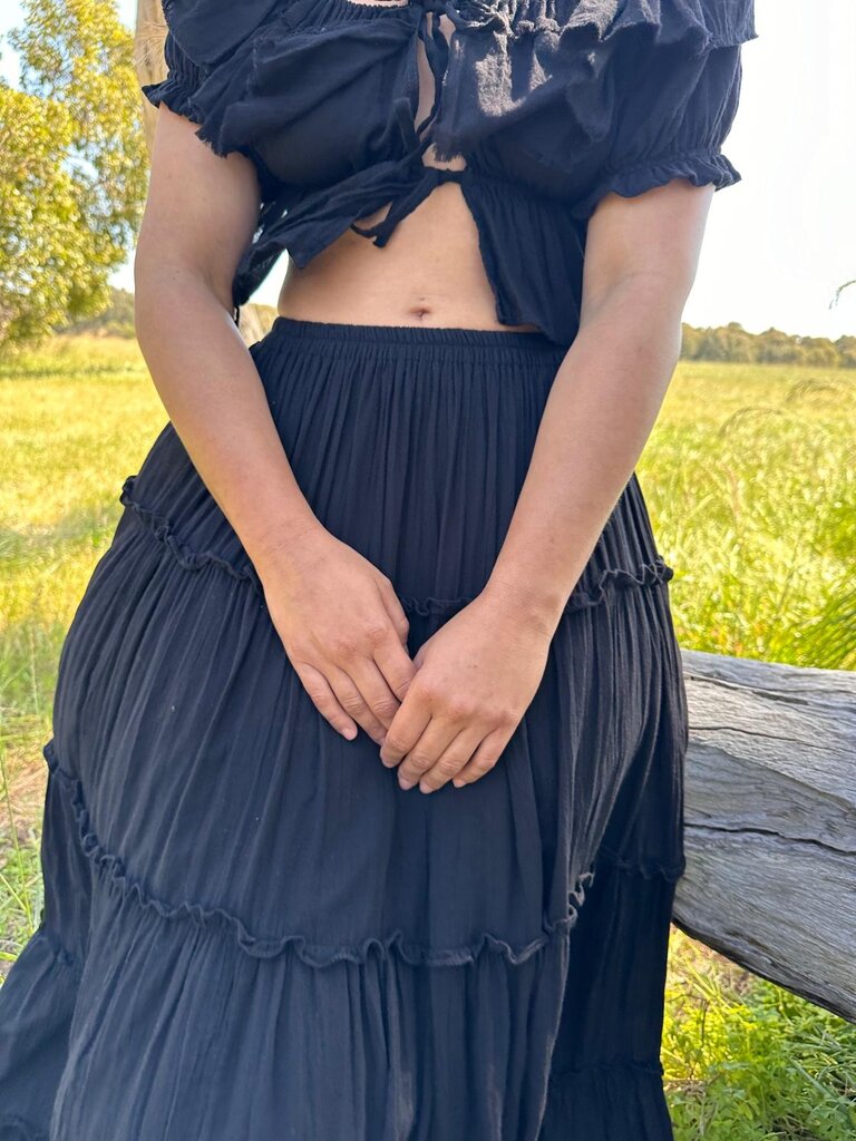 Moon Flower The Label RAYA BLACK MAXI SKIRT