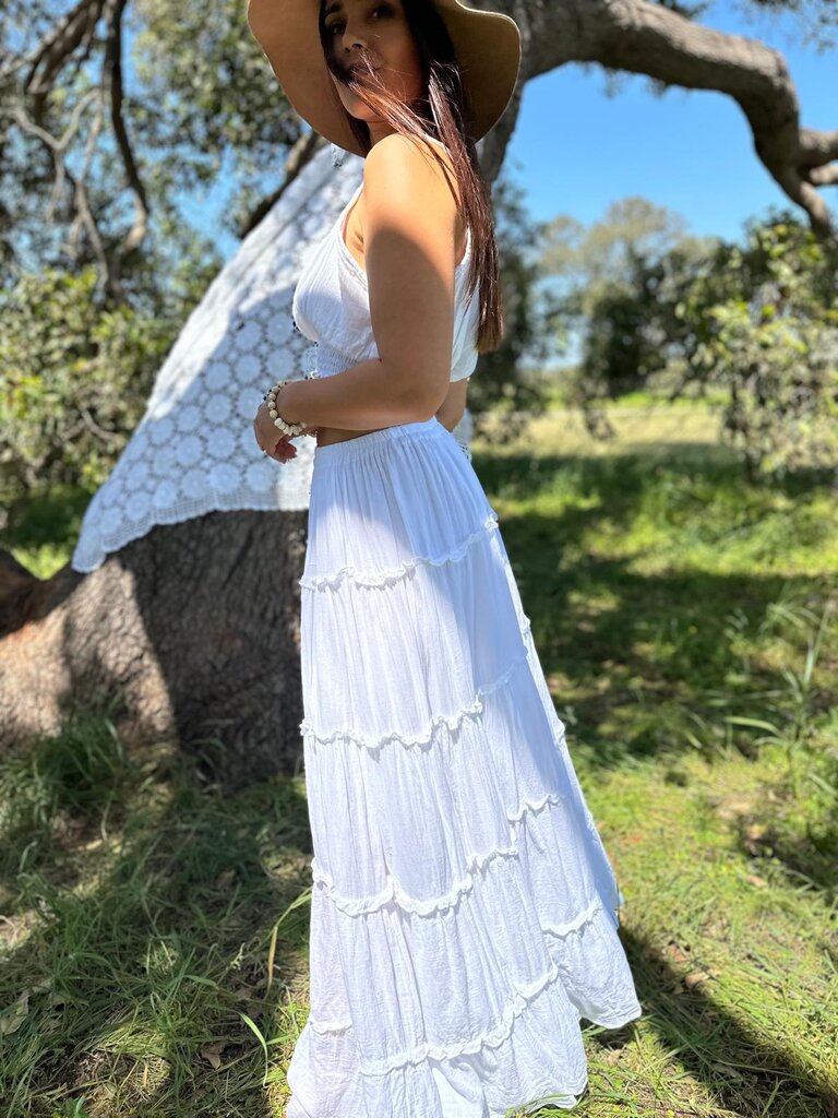 Moon Flower The Label RAYA WHITE MAXI SKIRT